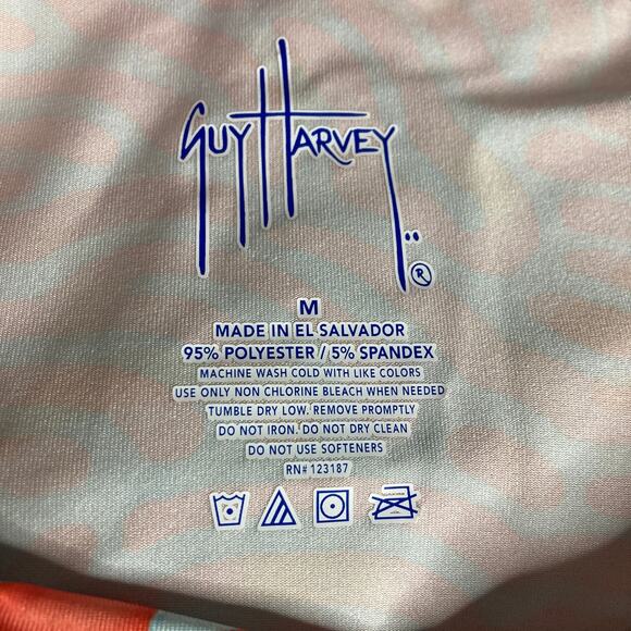 Guy Harvey Dress Womens Medium Orange Light Blue Stretch Abstract Print - Picture 4 of 10